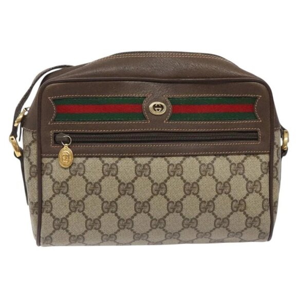 GUCCI GG Supreme Web Sherry Line Shoulder Bag PVC Beige 56 02 087 Auth 121924 - Picture 2 of 16